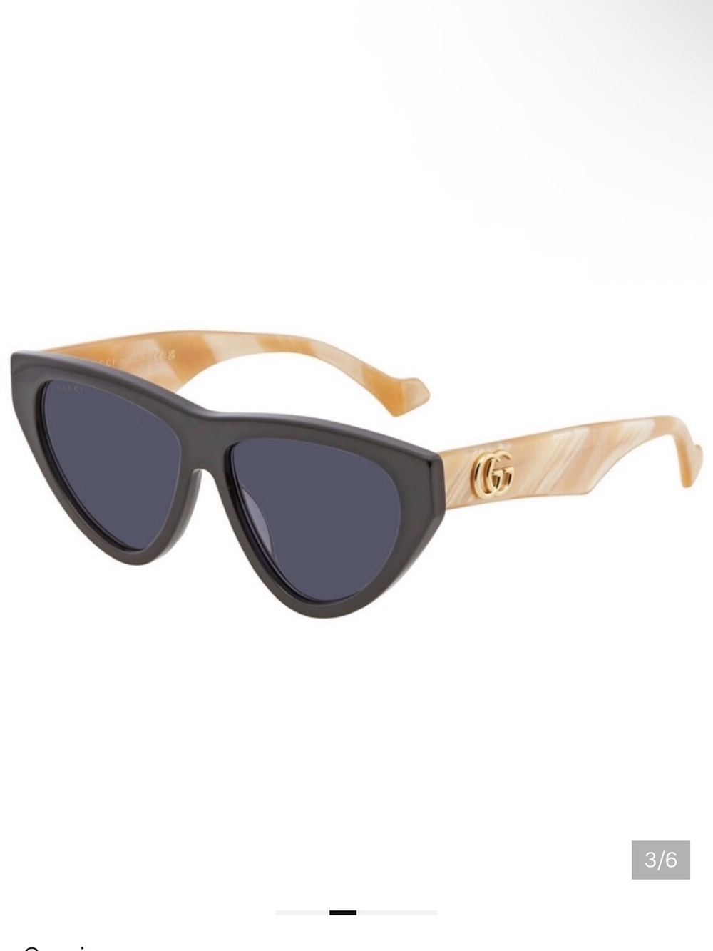Gucci Blush Pink and Black Cat Eye Sunglasses Luxury Logo Temples! Made in Italy - Picture 2 of 15